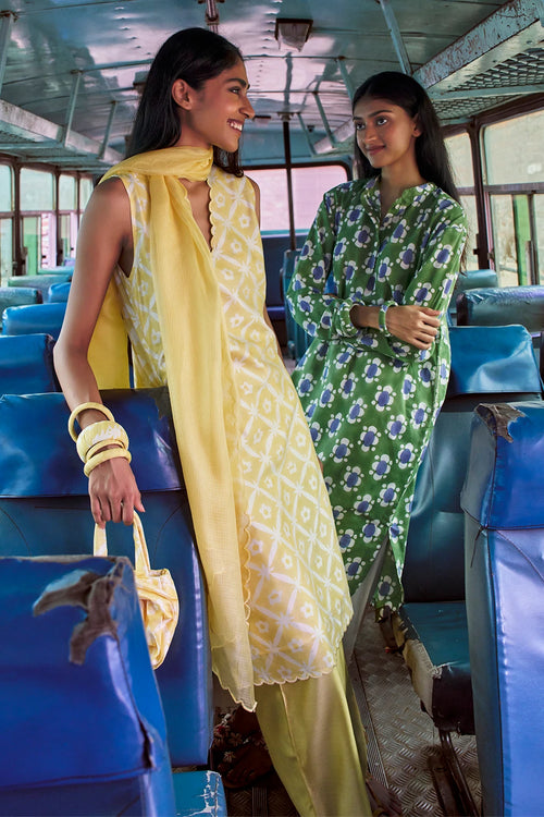 Yellow Resham Kurta Set