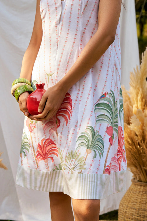 Plume and Palms Sleeveless Shell Dress