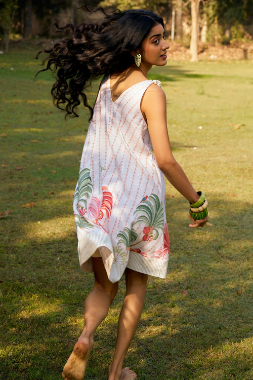 Plume and Palms Sleeveless Shell Dress