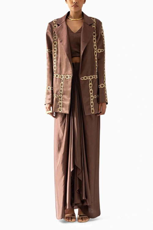 Brown Blazer with Skirt