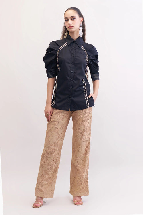 Black Khakhi Castle Shirt & Pants Set