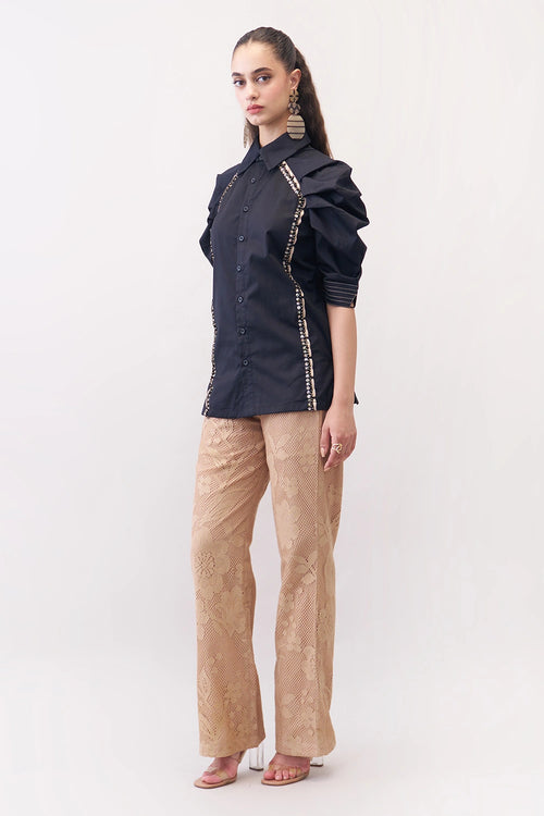 Black Khakhi Castle Shirt & Pants Set