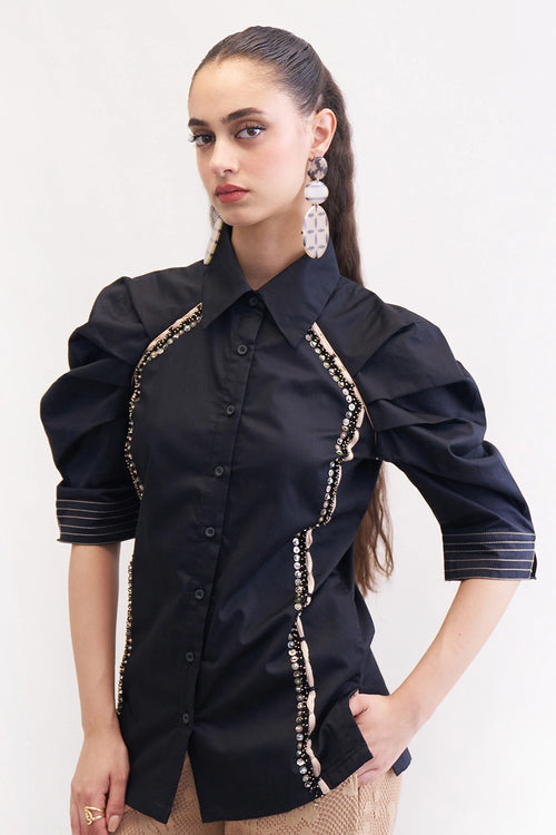 Black Khakhi Castle Shirt & Pants Set