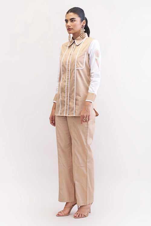 Khakhi Shery Co-ord Set