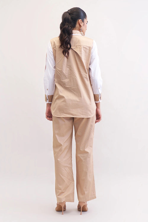 Khakhi Shery Co-ord Set