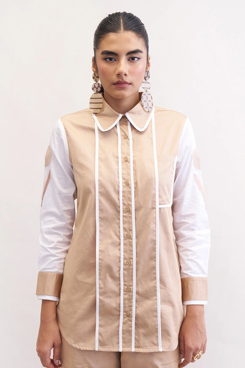 Khakhi Shery Co-ord Set