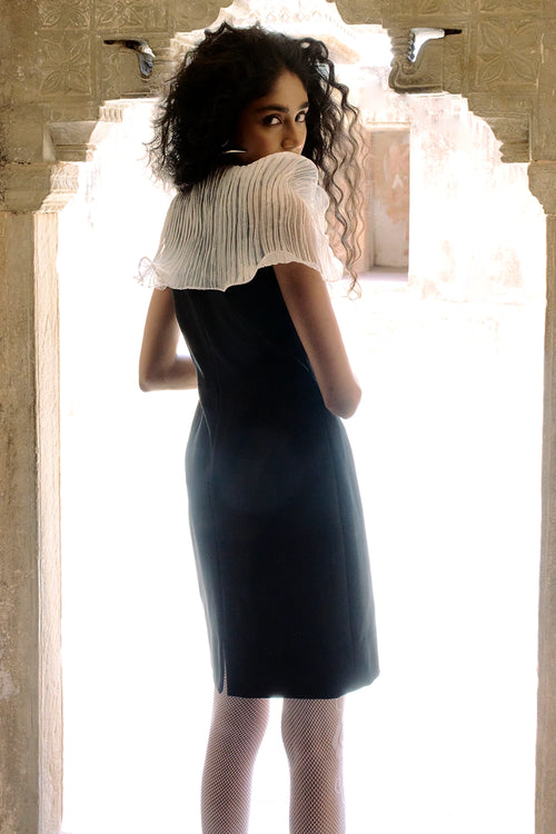 Black White Duo Rosette Over The Shirt Dress