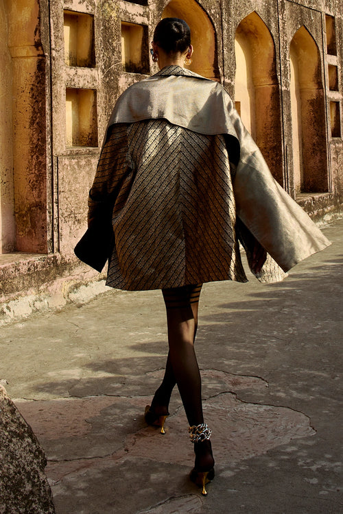 Burnt Bronze Crown Shawl Dress