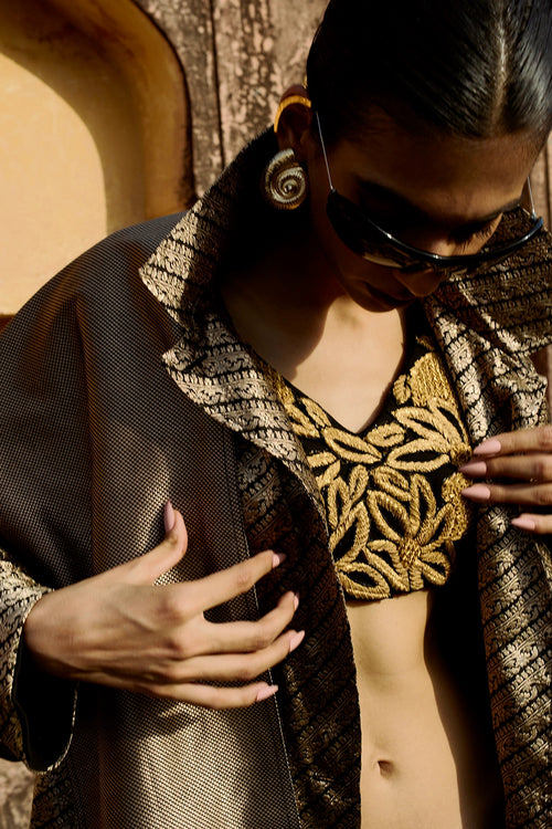 Burnt Bronze Crown Shawl Dress