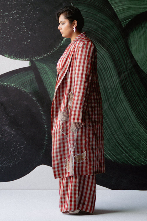 Red Check Trench Set