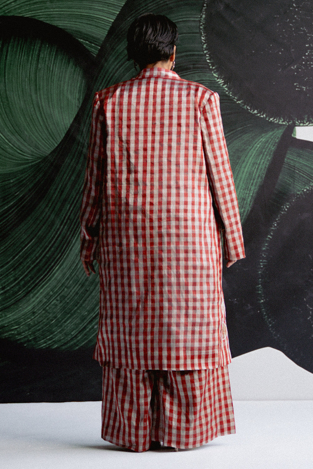 Red Check Trench Set