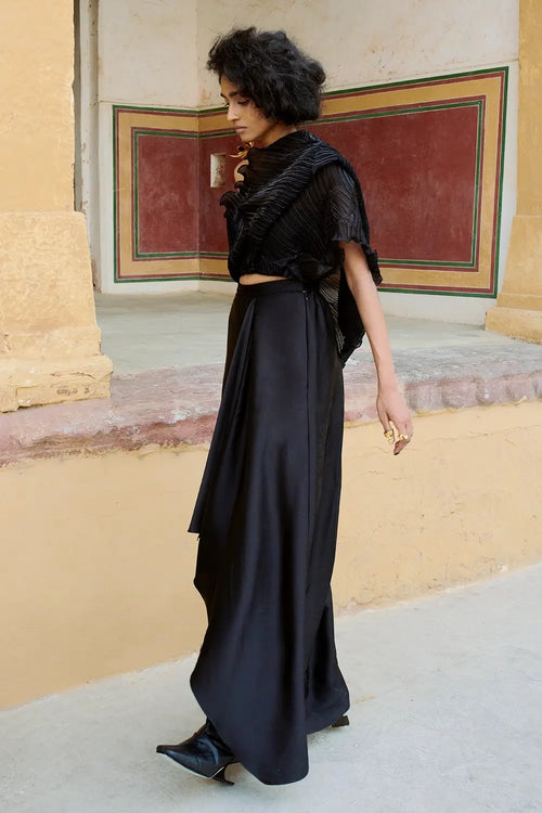 Black Alaya Top With Signature Skirt