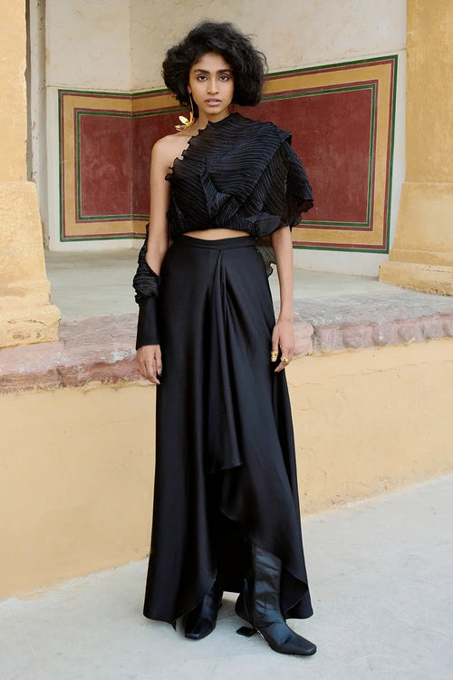 Black Alaya Top With Signature Skirt