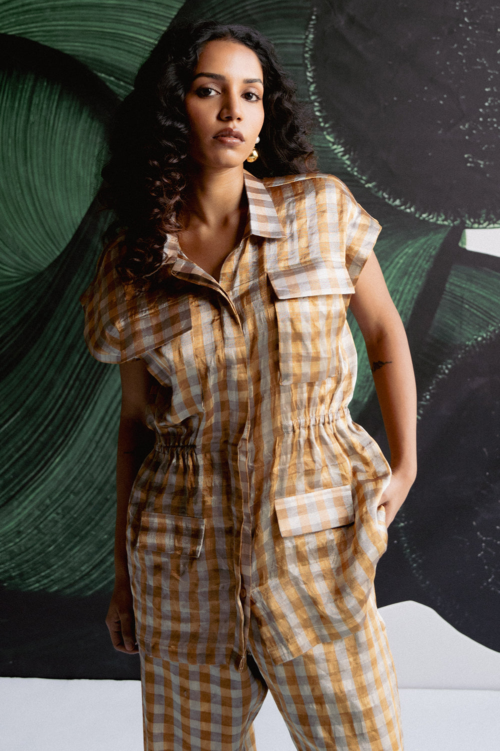 Gold Check Co-Ord Set