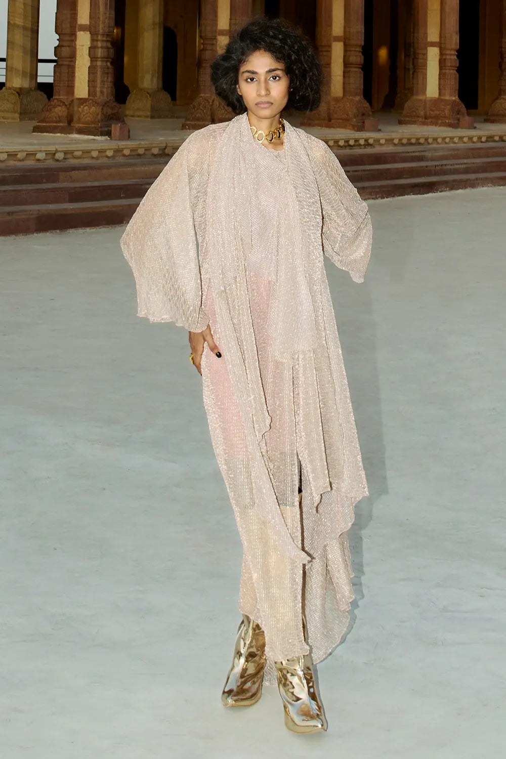 Rose Gold Shimmer Abaya Dress