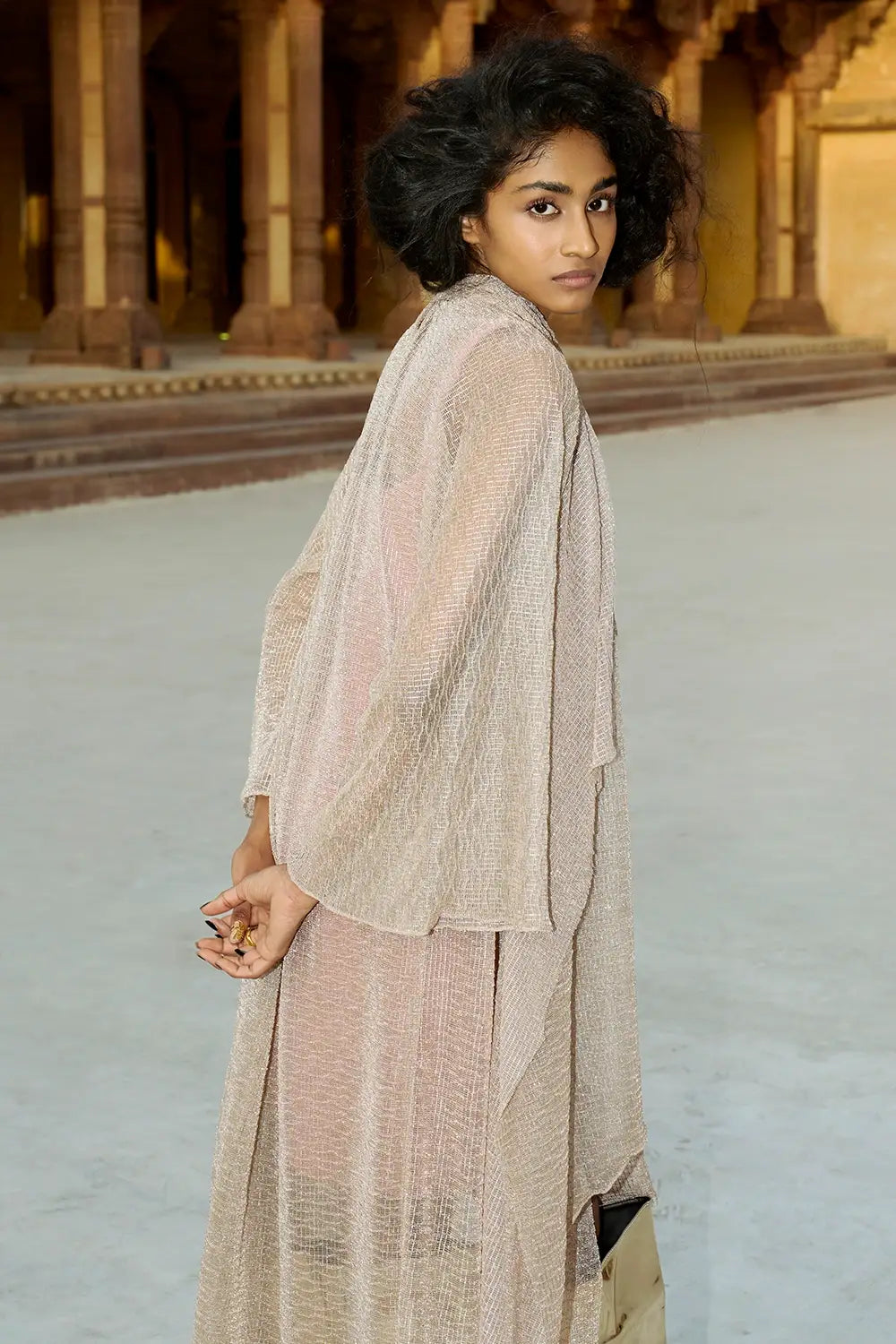 Rose Gold Shimmer Abaya Dress