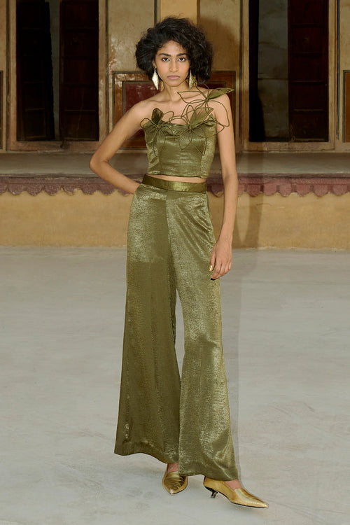 Olive Green Flora Corset With Pants