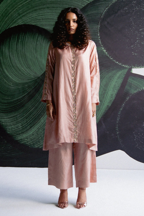 Pink A-Line Kurta Set