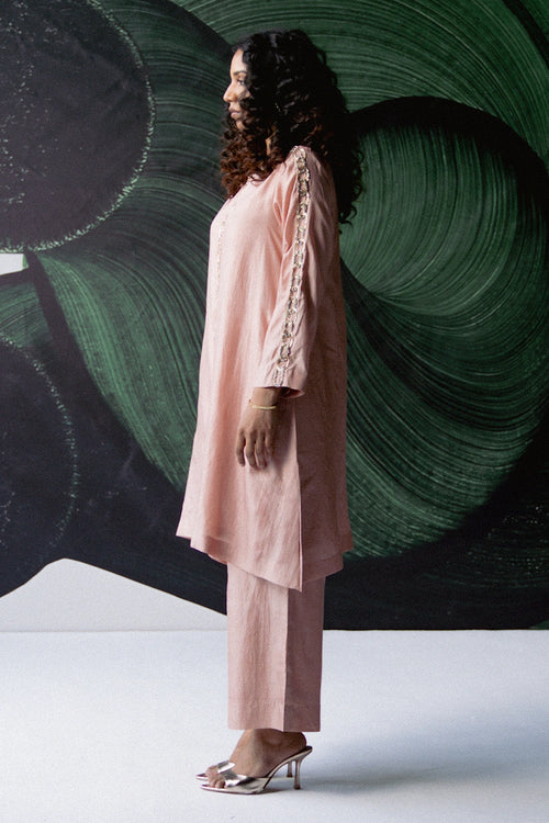 Pink A-Line Kurta Set