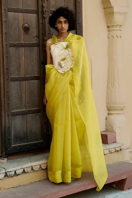 Yellow Beige Anaya Corset Sari
