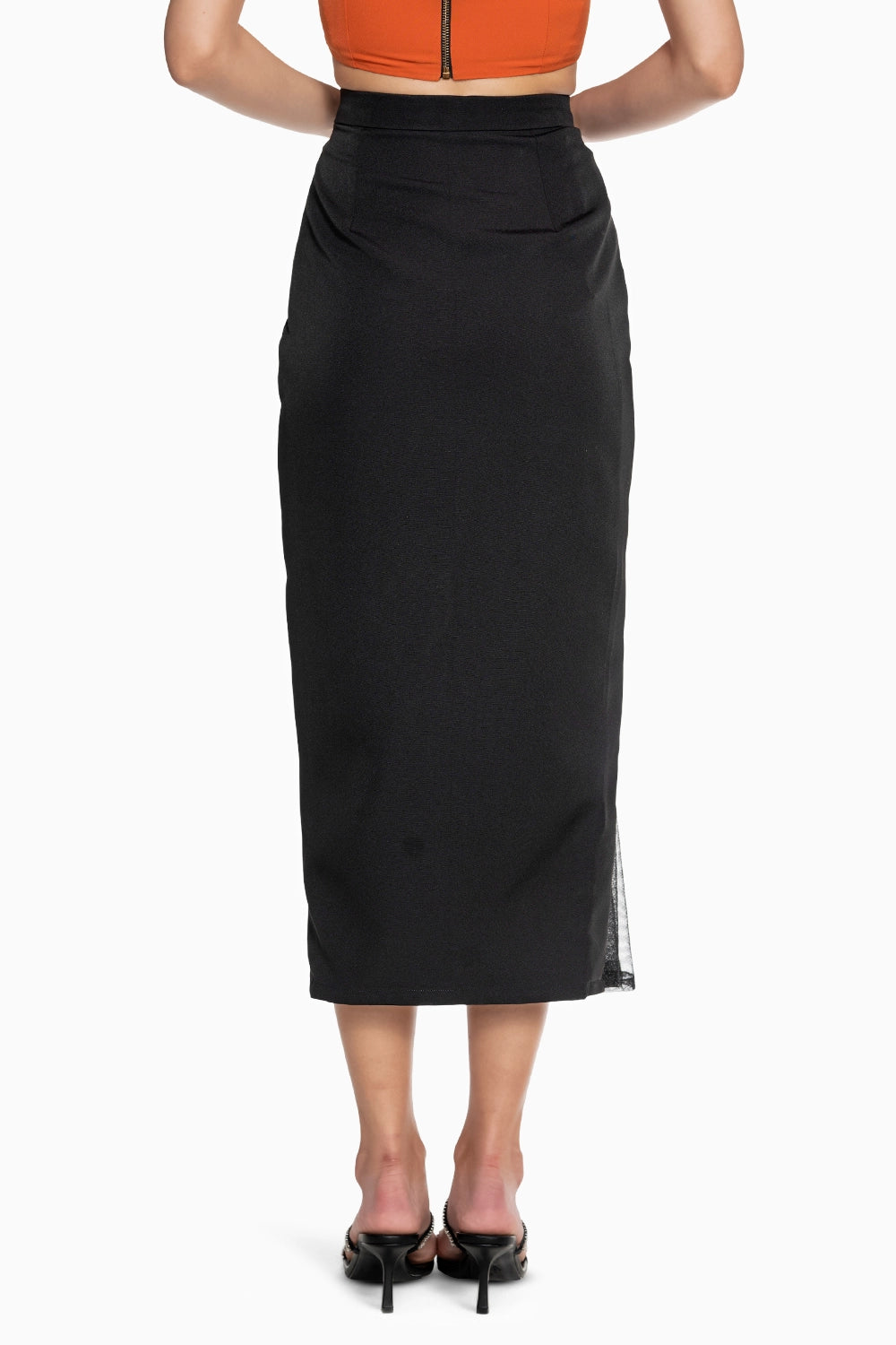 Pencil Skirt with Sheer Insert