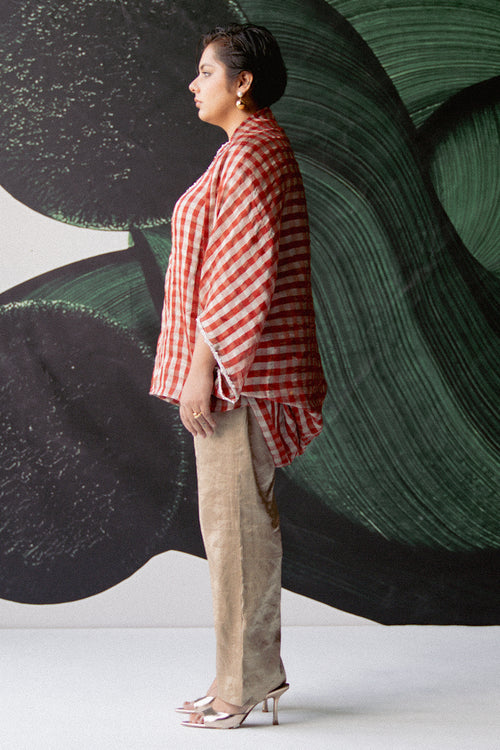 Red Check Cape and Top With Pant