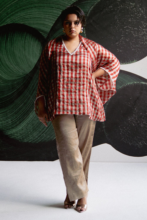 Red Check Cape and Top With Pant
