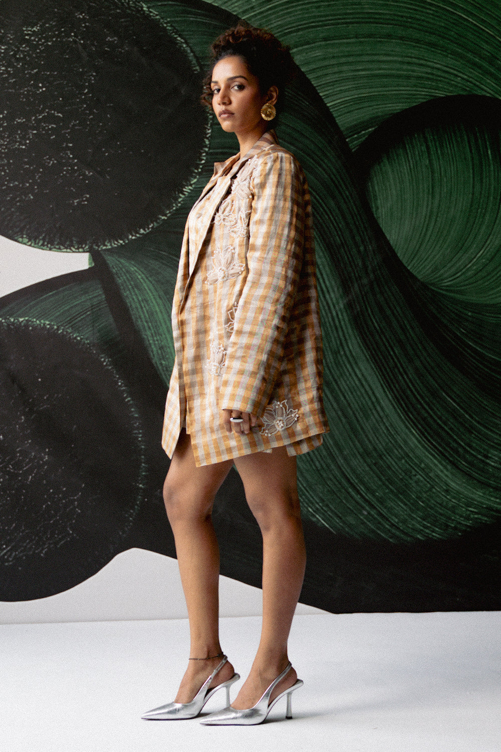 Gold Check Blazer Dress