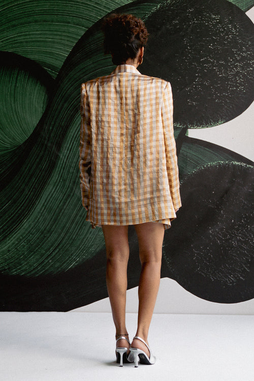 Gold Check Blazer Dress