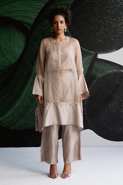 Soft Beige A Line Kurta Set