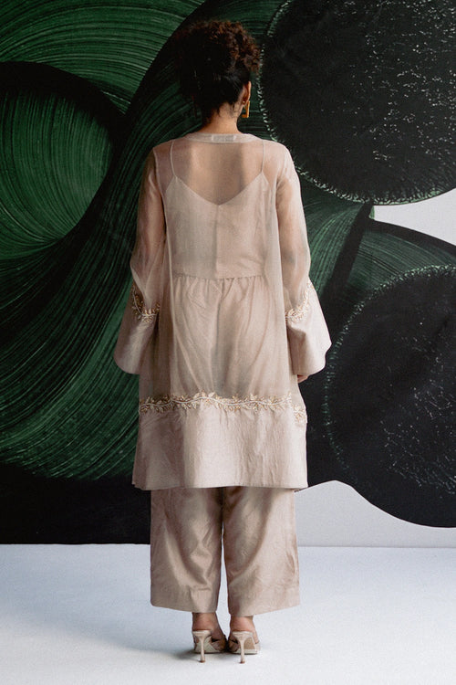 Soft Beige A Line Kurta Set