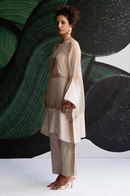 Soft Beige A Line Kurta Set