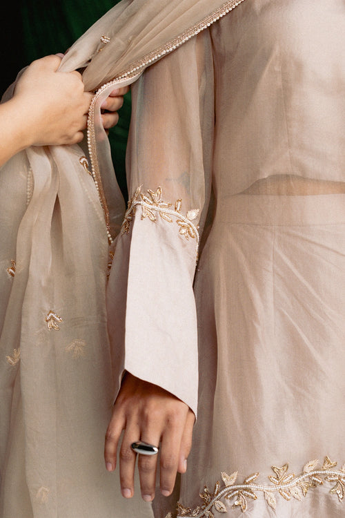 Soft Beige A Line Kurta Set