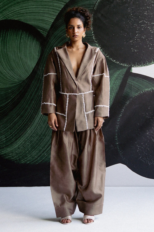 Taupe-blazer-salwar-set