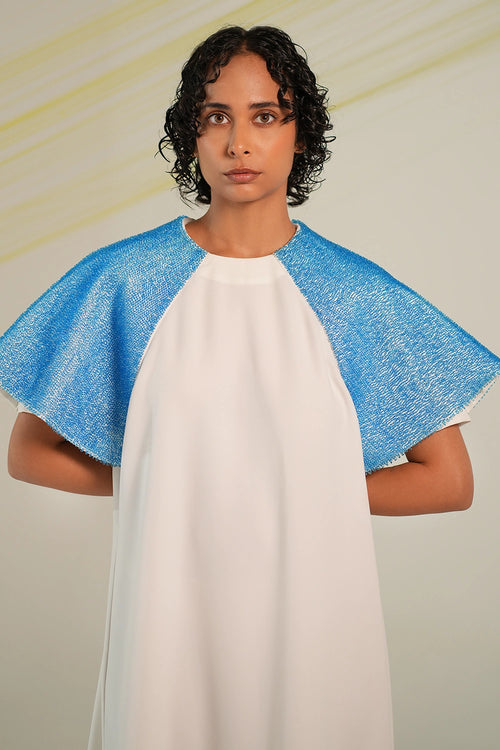 White Blue Raglan Dress