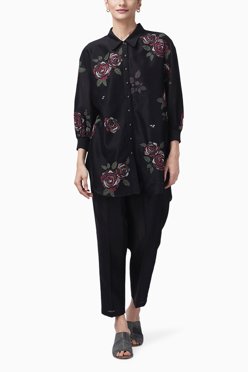 Multicolor Rose Printed Shirt and Pant Set