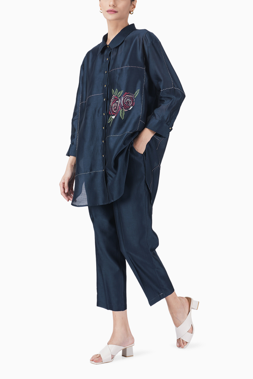 Multi Rose Printed Shirt and Straight Pants