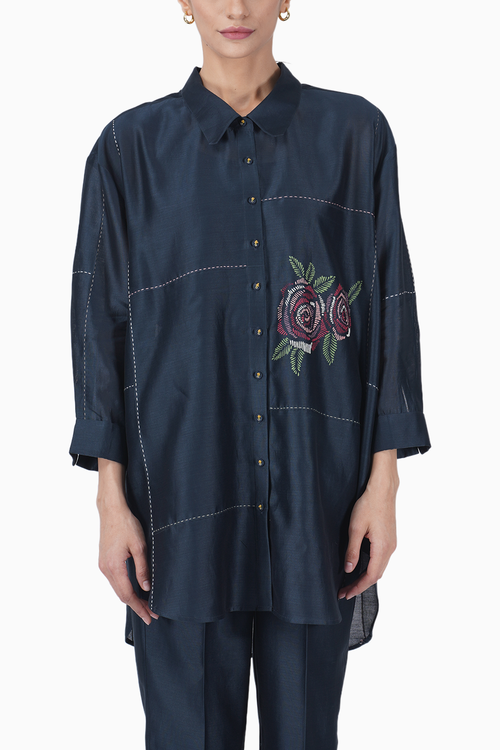Multi Rose Printed Shirt and Straight Pants