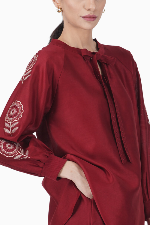 Sunflower Sleeve Embroidered Top and Pant