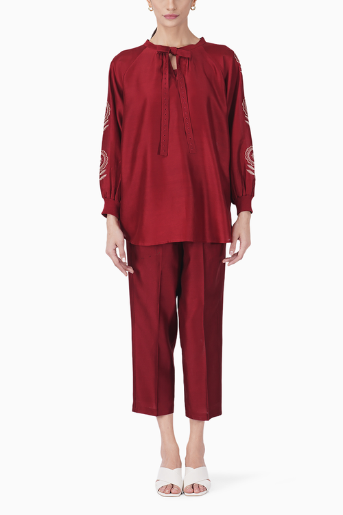 Sunflower Sleeve Embroidered Top and Pant