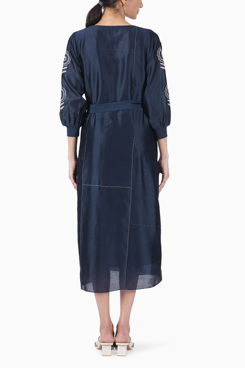 Embroidered Sleeve Hand Stitched Detail Dress