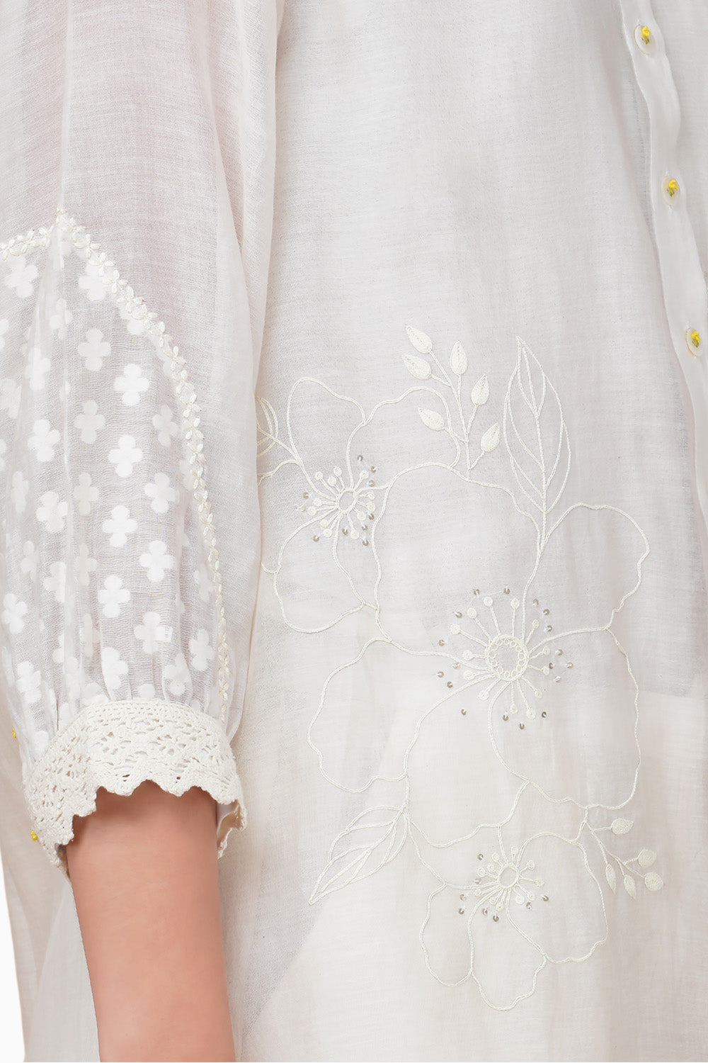 Azisai Embroidered Ivory Shirt and Pant