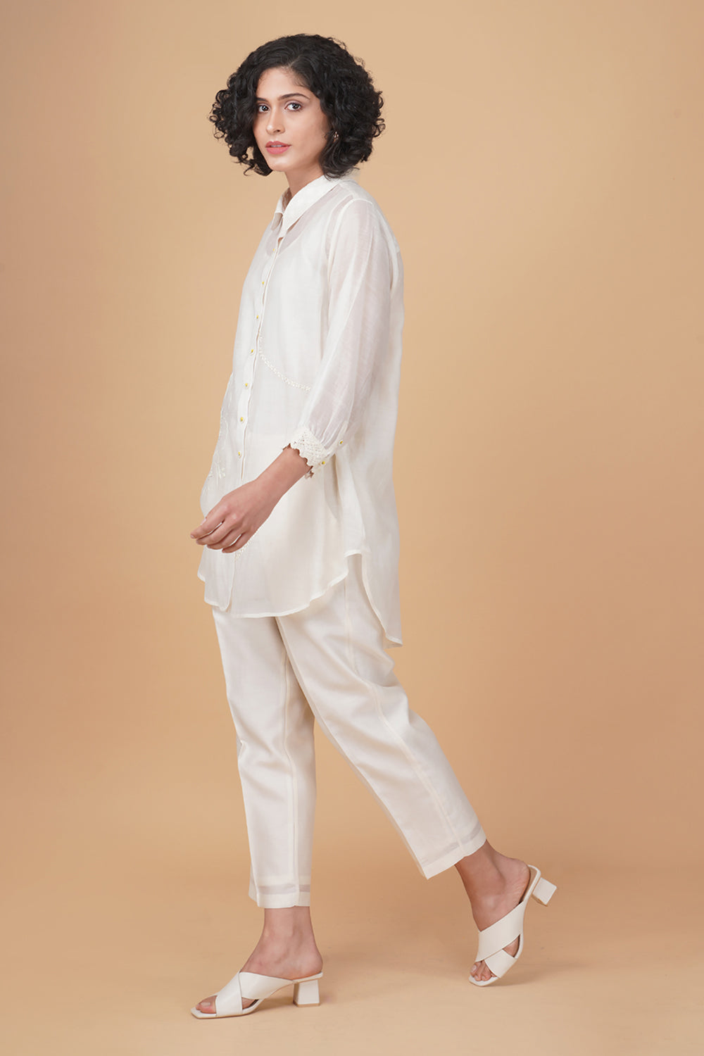 Azisai Embroidered Ivory Shirt and Pant