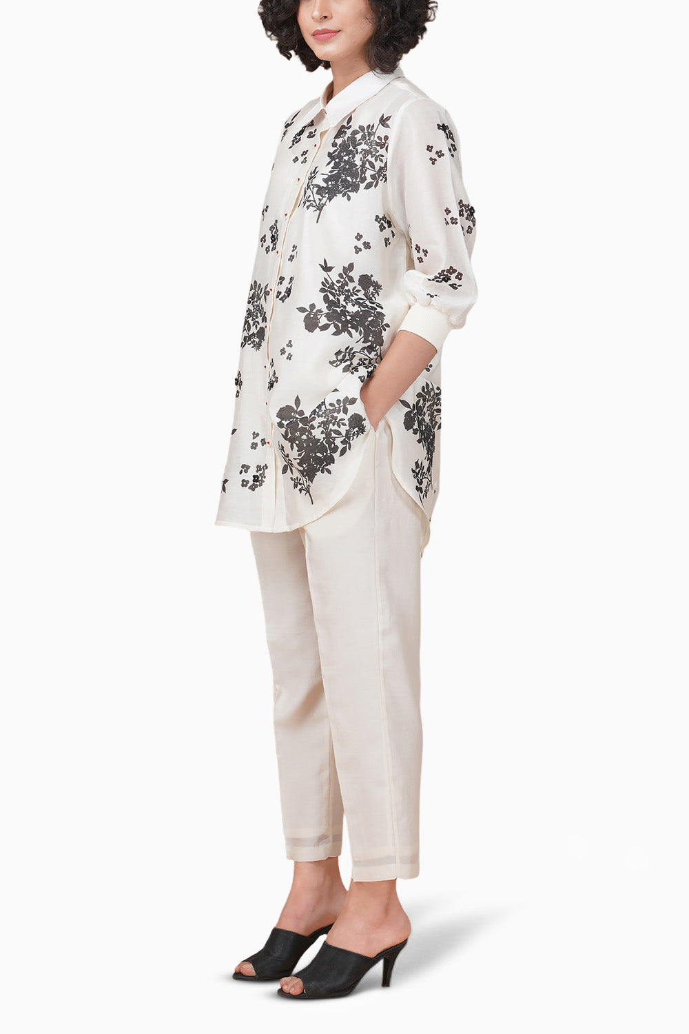 Black Yuri Printed Ivory Shirt and Pant