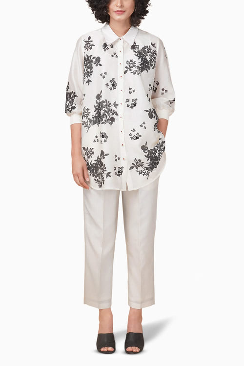 Black Yuri Printed Ivory Shirt and Pant