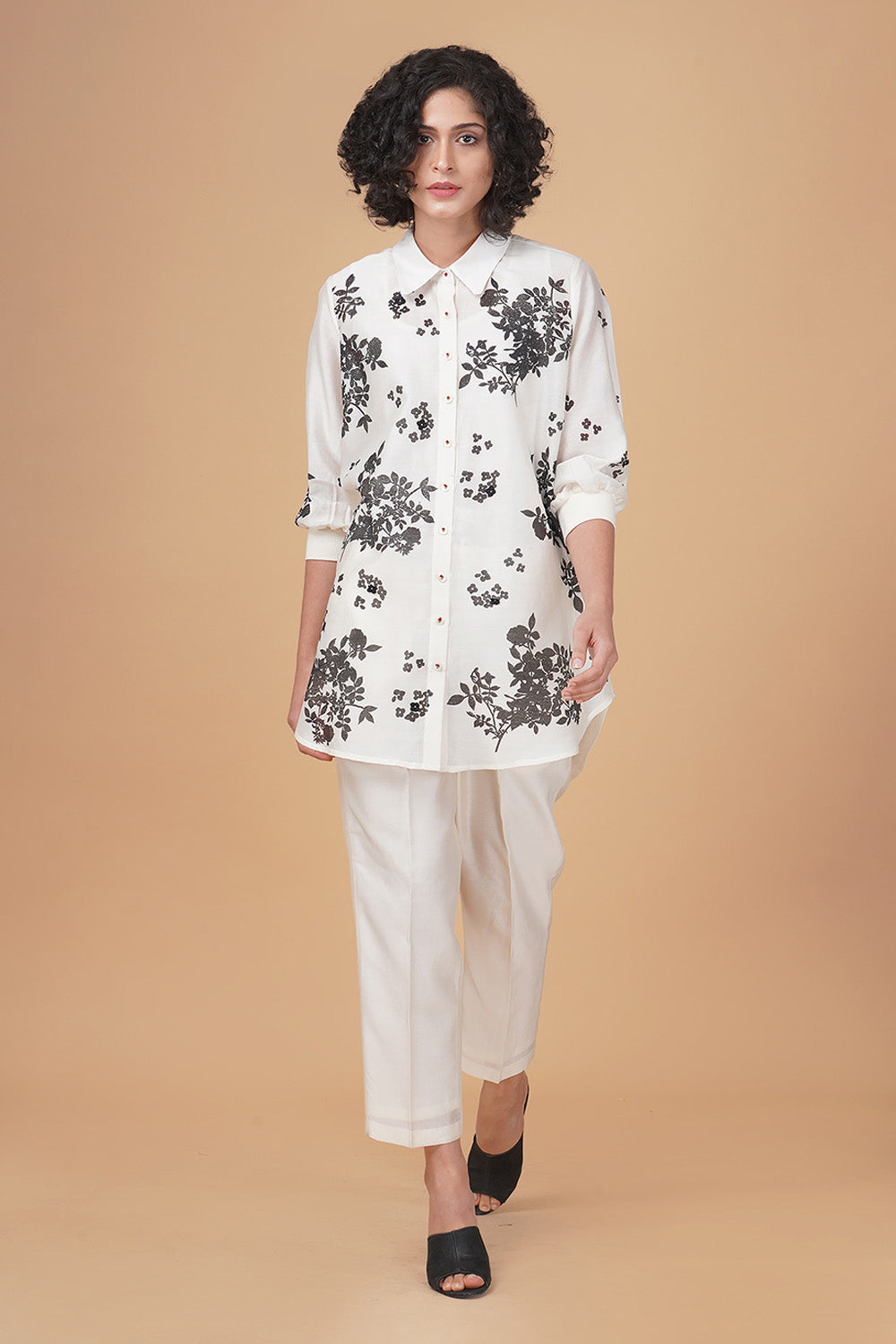 Black Yuri Printed Ivory Shirt and Pant