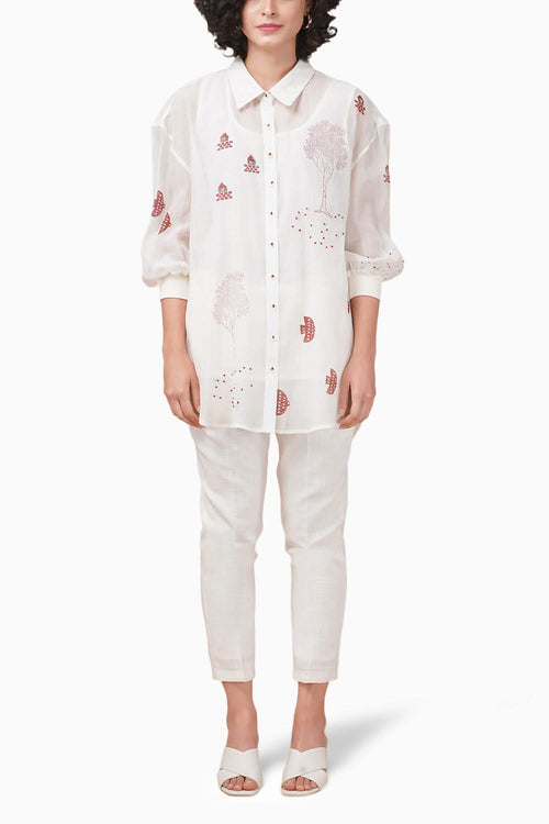 Red Hakoni Printed Ivory Shirt and Pant