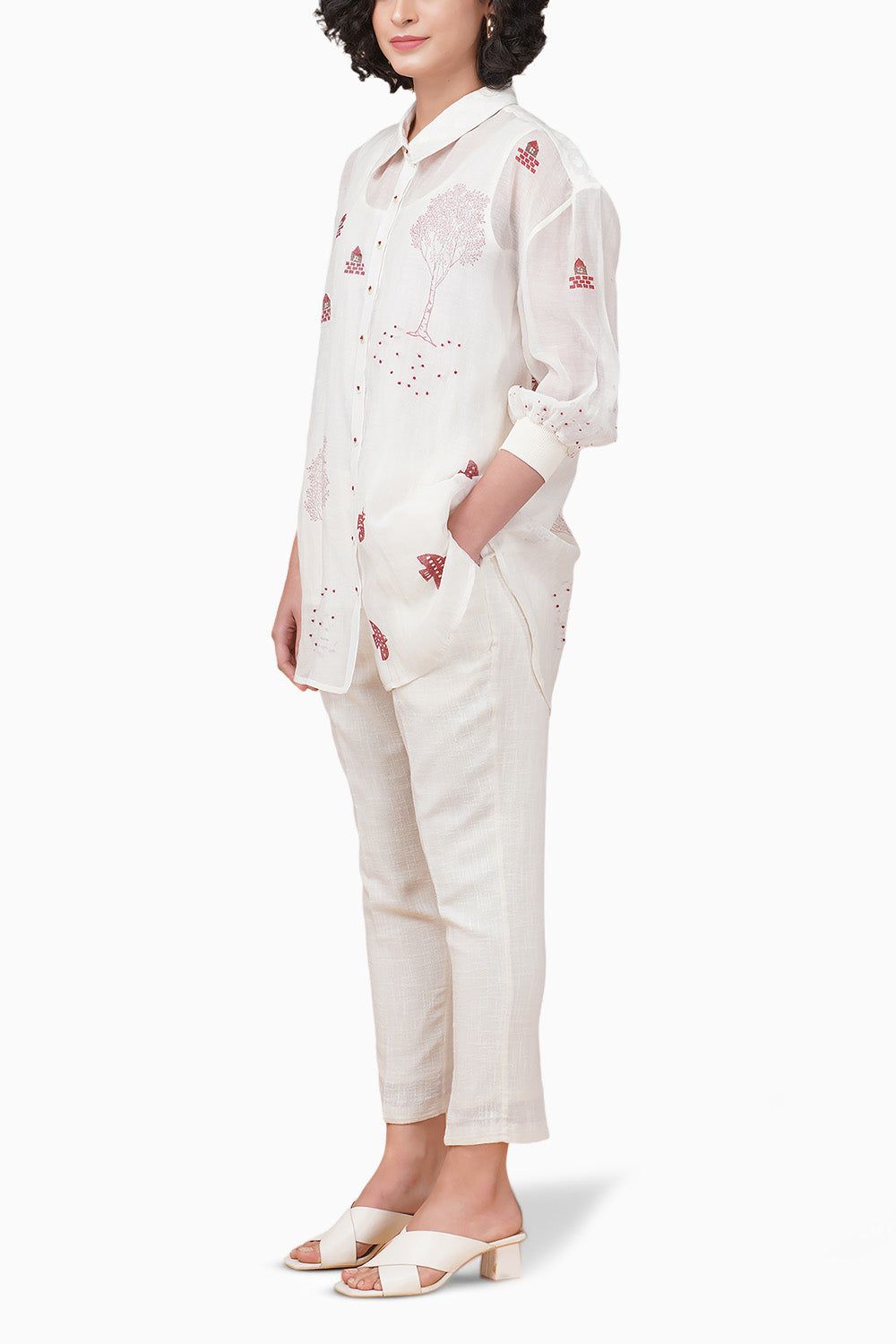 Red Hakoni Printed Ivory Shirt and Pant