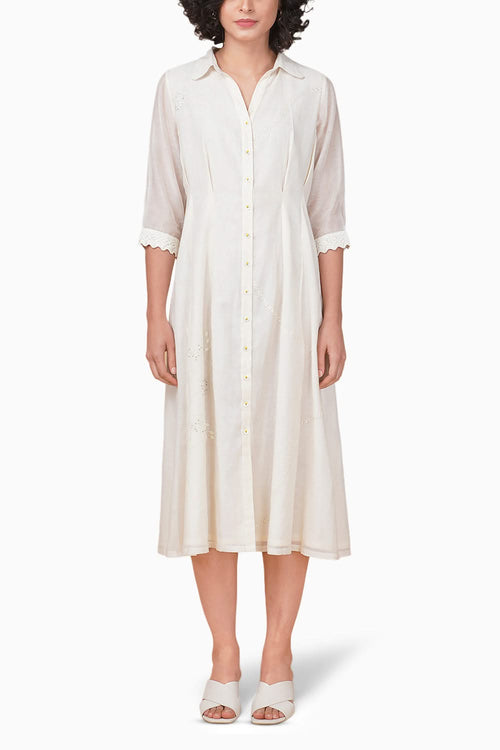 Azisai Embroidered Ivory Dress