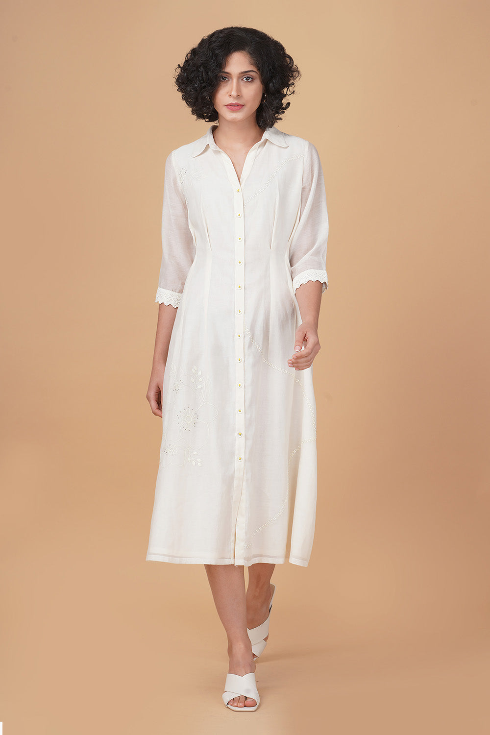 Azisai Embroidered Ivory Dress